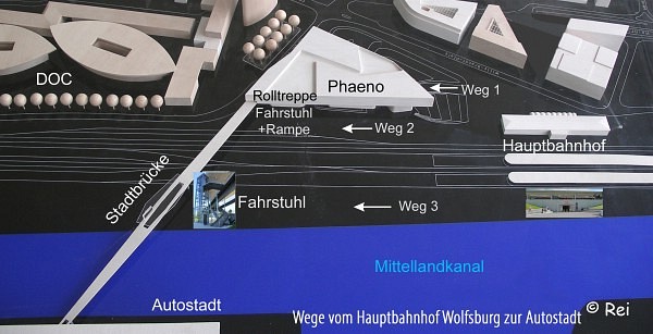 Wege vom Hauptbahnhof Wolfsburg zur Autostadt